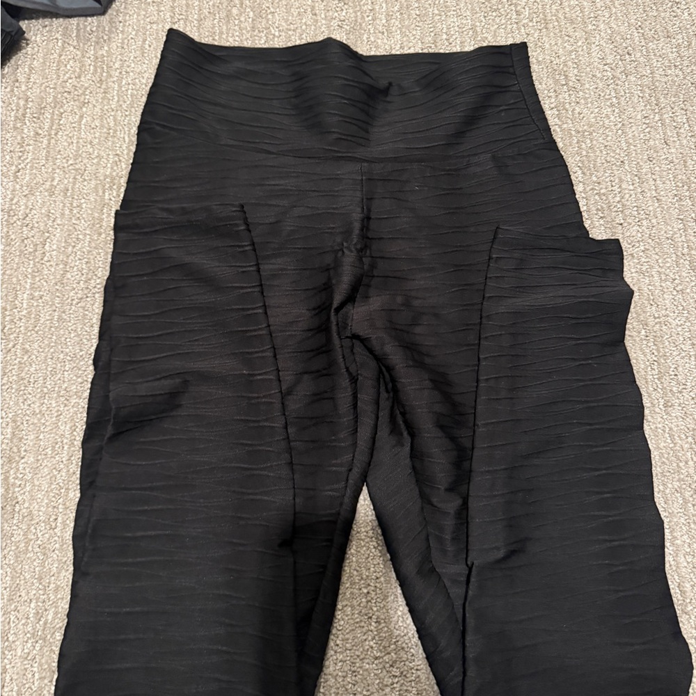 Black Textured Pants
